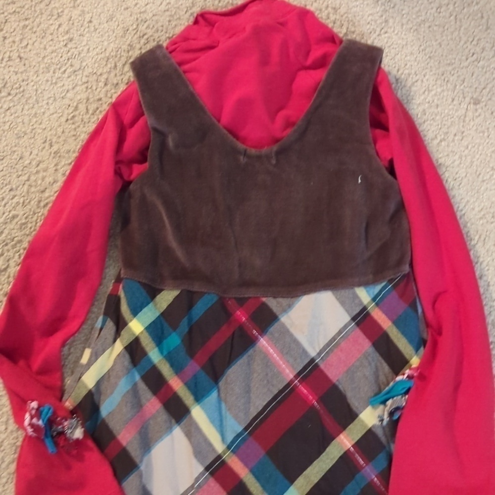 New with Tags Eliane et Lena Girls Long Sleeve Dress Red Plaid Ruffle Dress Sz 8 - Picture 7 of 9